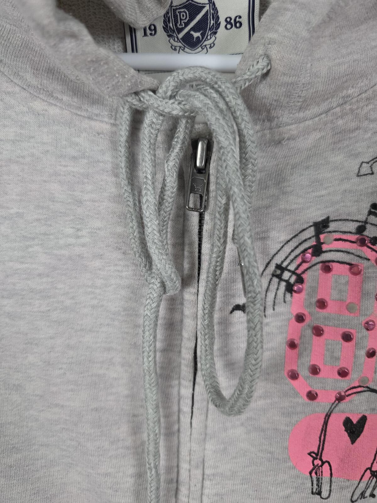 PINK Victoria's Secret Music Department Hoodie Studded Graphic Small