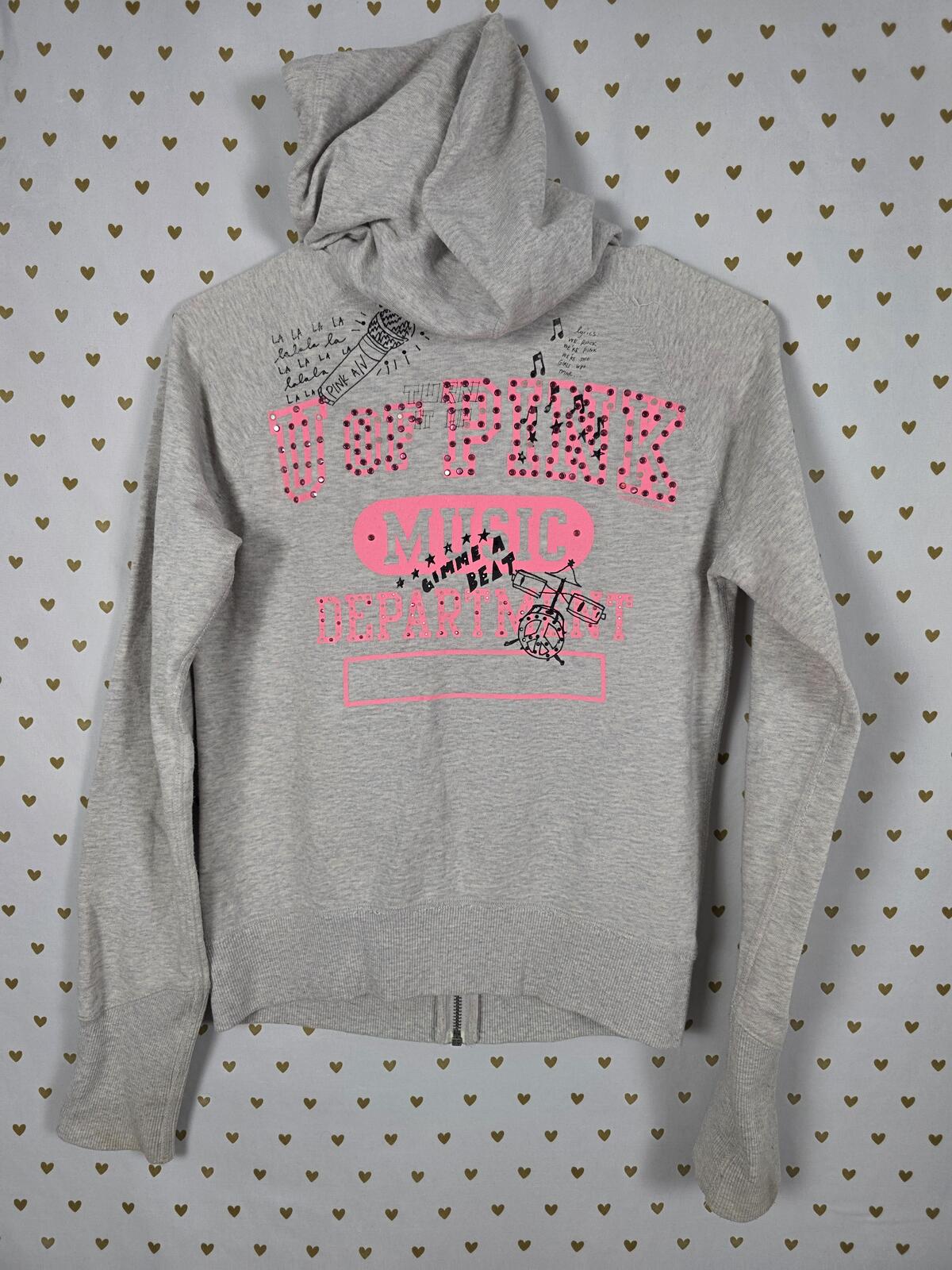 PINK Victoria's Secret Music Department Hoodie Studded Graphic Small