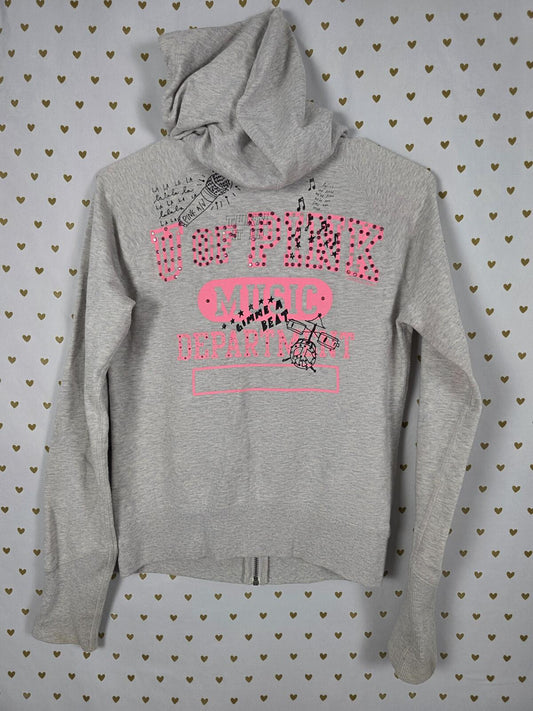 PINK Victoria's Secret Music Department Hoodie Studded Graphic Small