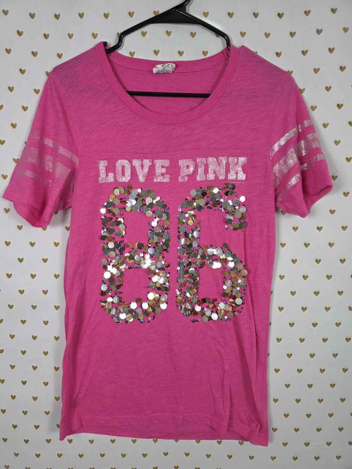 Victorias Secret PINK Vintage Bling Medium Sequined Tee shirt y2k