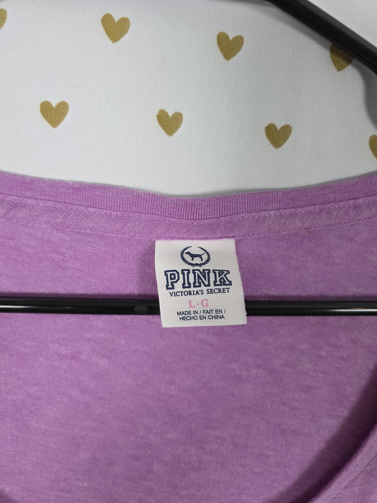 Victorias Secret PINK Large Vintage Bling Logo Y2k Tee shirt Purple