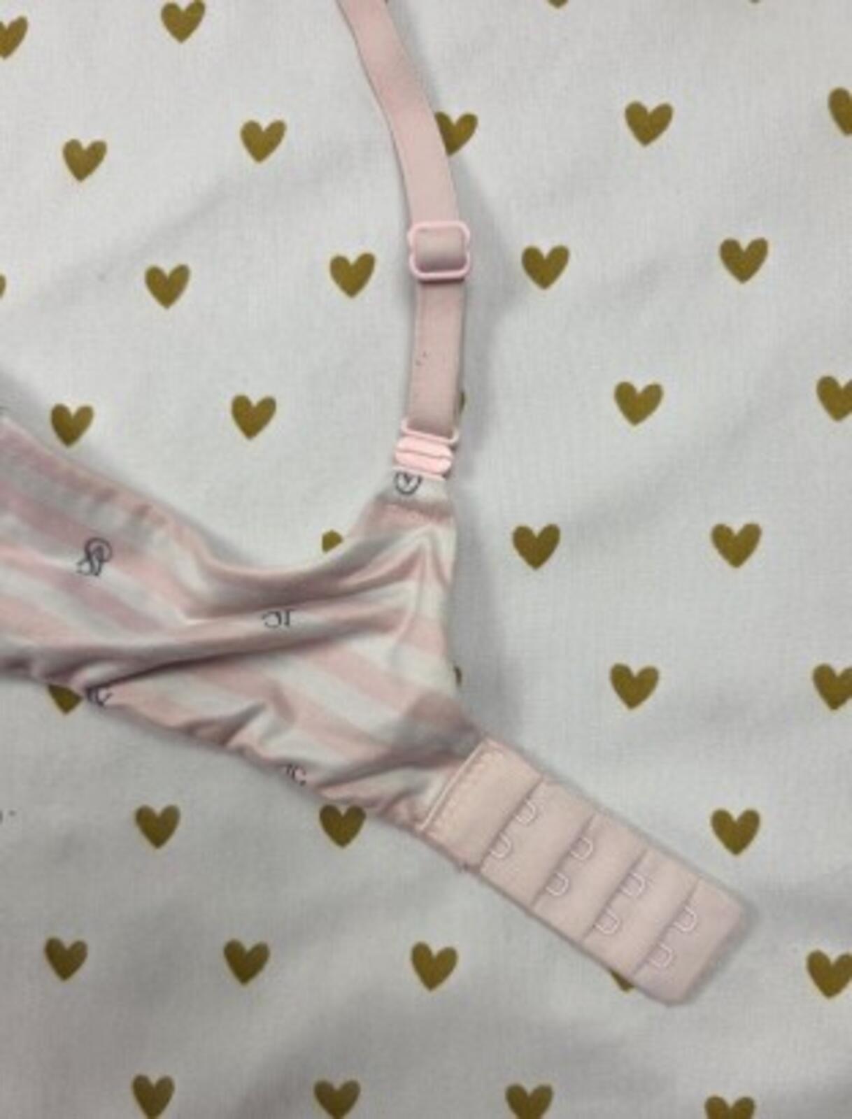 Victorias Secret Super Soft Wireless 34B Logo Bra Pink Striped