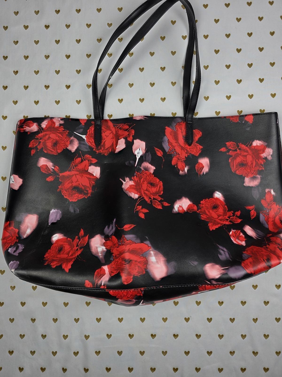 Victoria's Secret Red & Black Floral Limited Edition Tote Bag Purse Carryall