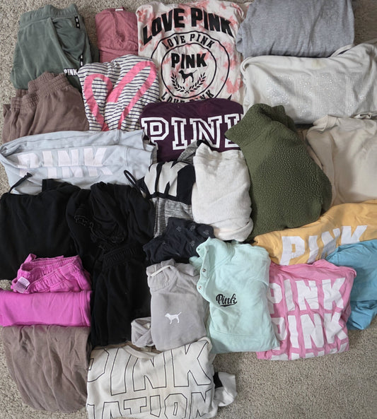 Lot of 25 Pcs Victoria's Secret and PINK Shirts Hoodie Leggings (stains/wear)