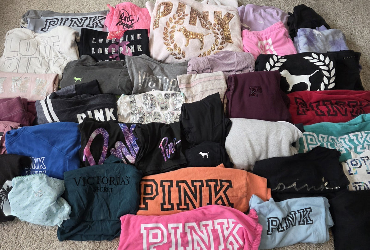 Lot of 41 Pcs Victoria's Secret and PINK Shirts Hoodie Leggings (stains/wear)