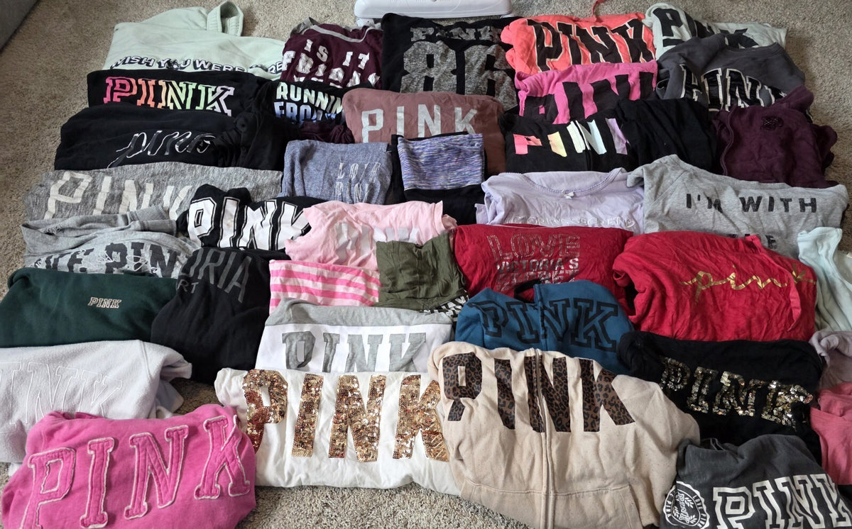 Lot of 42 Pcs Victoria's Secret and PINK Shirts Hoodie Leggings (stains/wear)