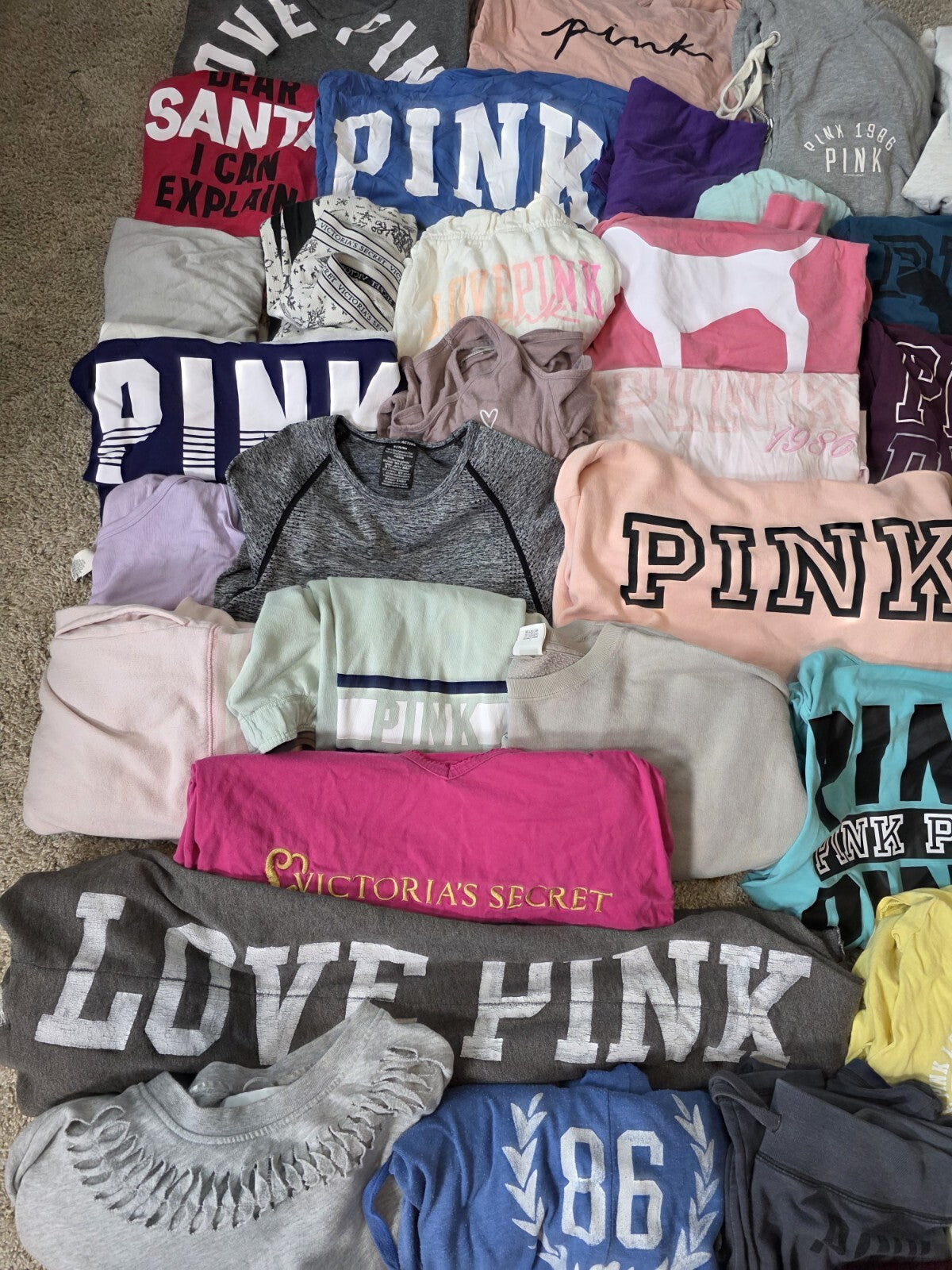 Lot of 50 Pcs Victoria's Secret and PINK Shirts Hoodie Leggings (stains/wear)