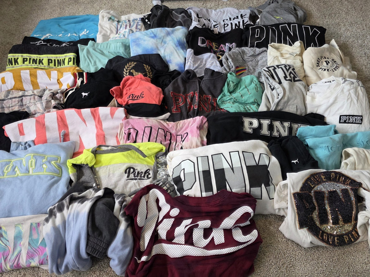 Lot of 38 Pcs Victoria's Secret and PINK Shirts Hoodie Leggings (stains/wear)