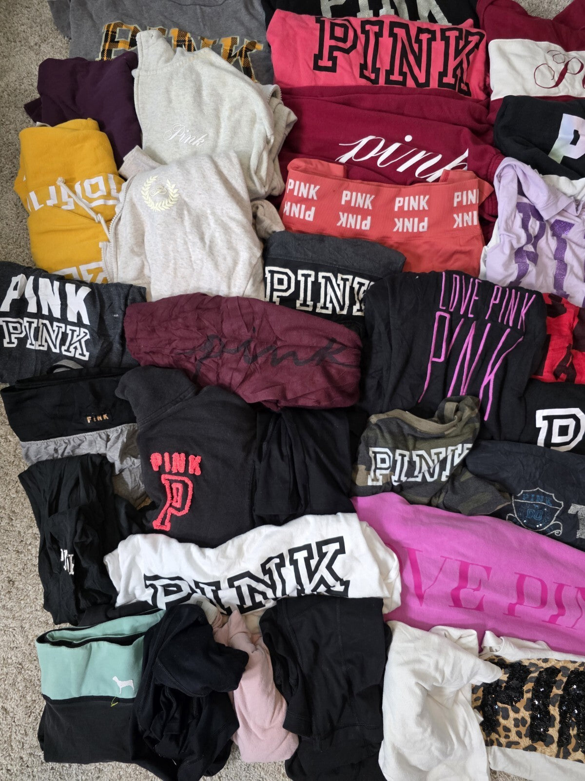Lot of 43 Pcs Victoria's Secret and PINK Shirts Hoodie Leggings (stains/wear)