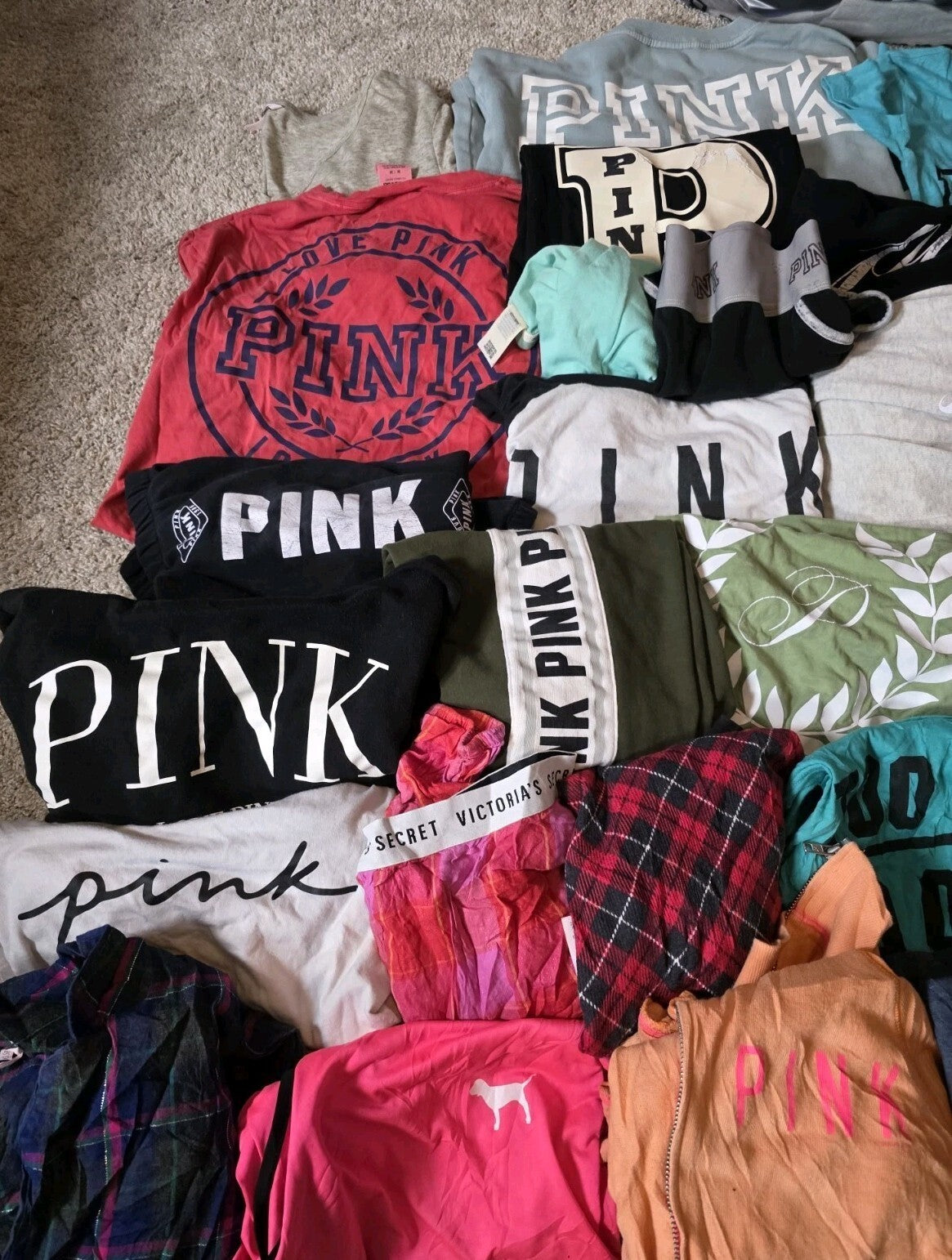 Lot of 40 Pcs Victoria's Secret and PINK Shirts Hoodie Leggings (stains/wear)