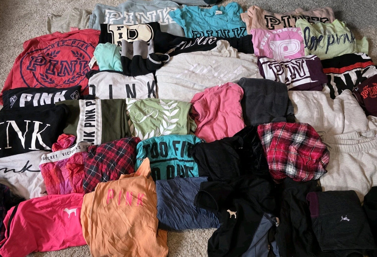 Lot of 40 Pcs Victoria's Secret and PINK Shirts Hoodie Leggings (stains/wear)