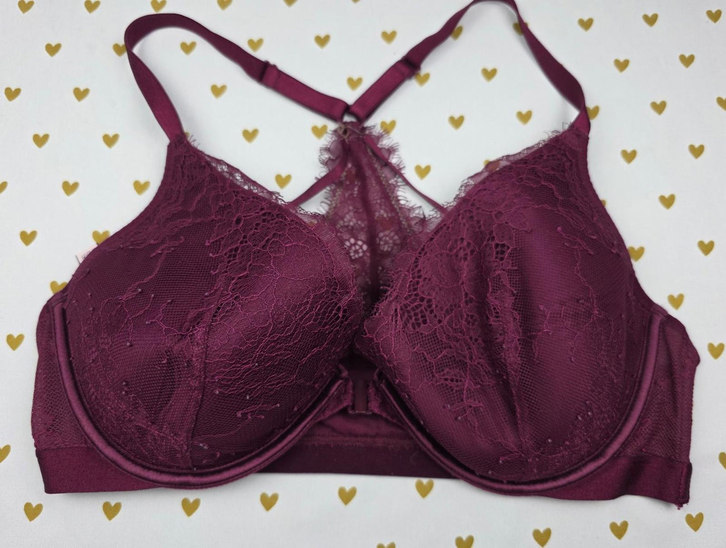 Victorias Secret maroon racerback 36d very sexy plunge bra