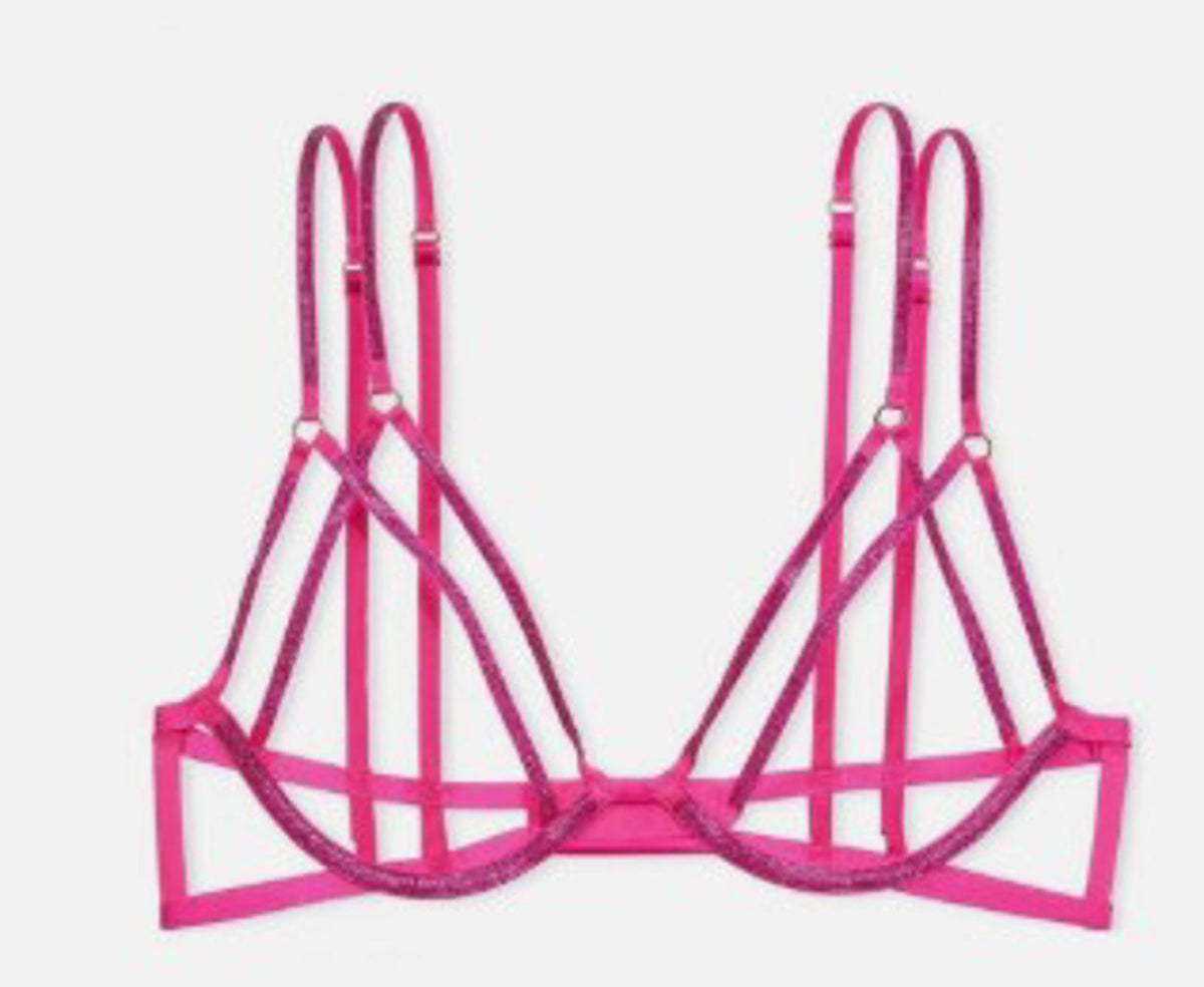 Victoria's Secret Shine Strappy Rhinestone Open-Cup Triangle NEW NWT XS