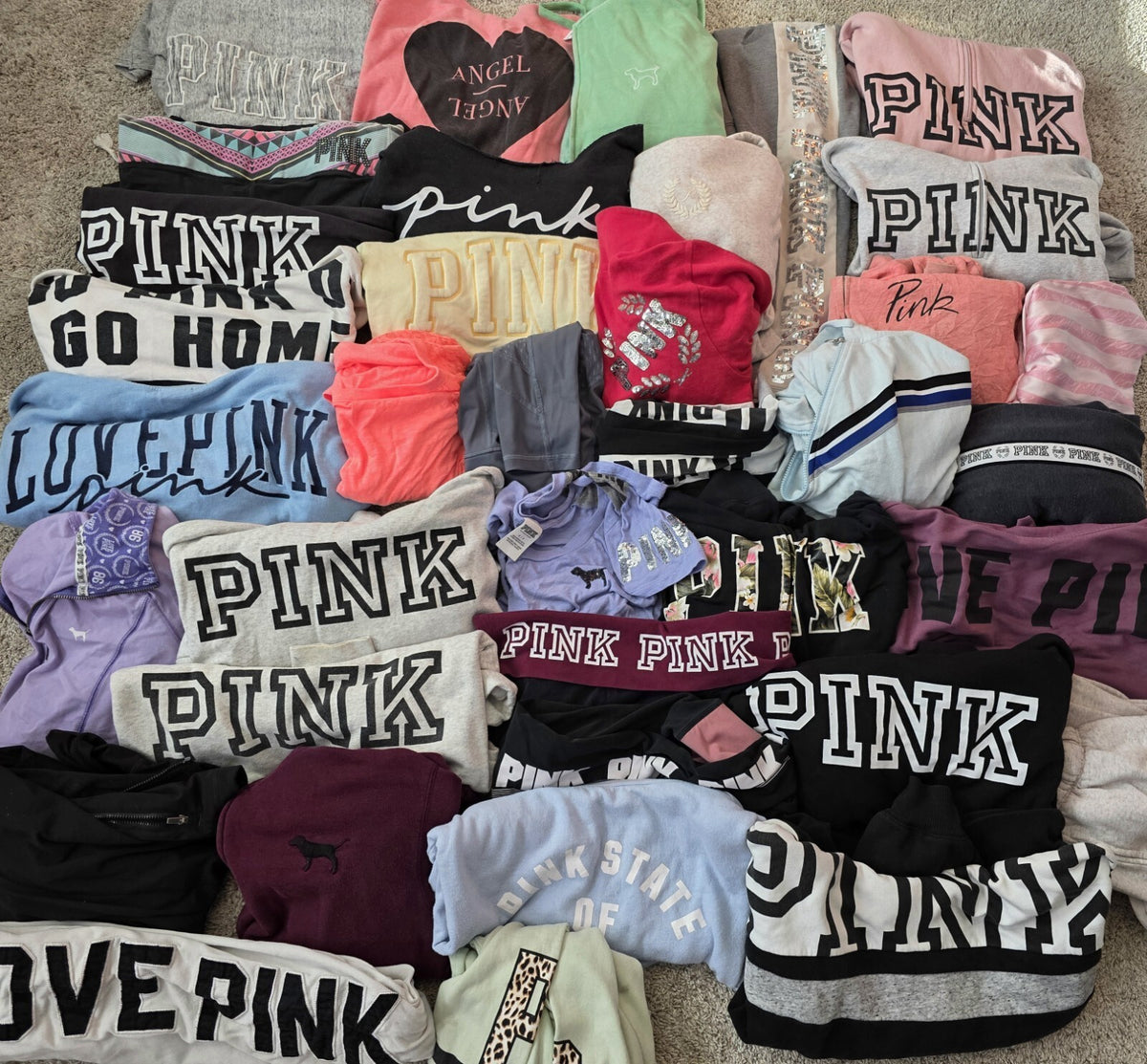 Lot of 37 Pcs Victoria's Secret and PINK Shirts Hoodie Leggings (stains/wear)