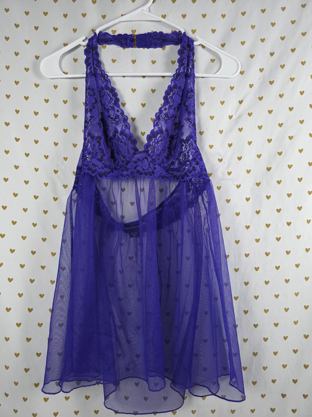 Victorias secret purple net lacey nightie lingerie medium