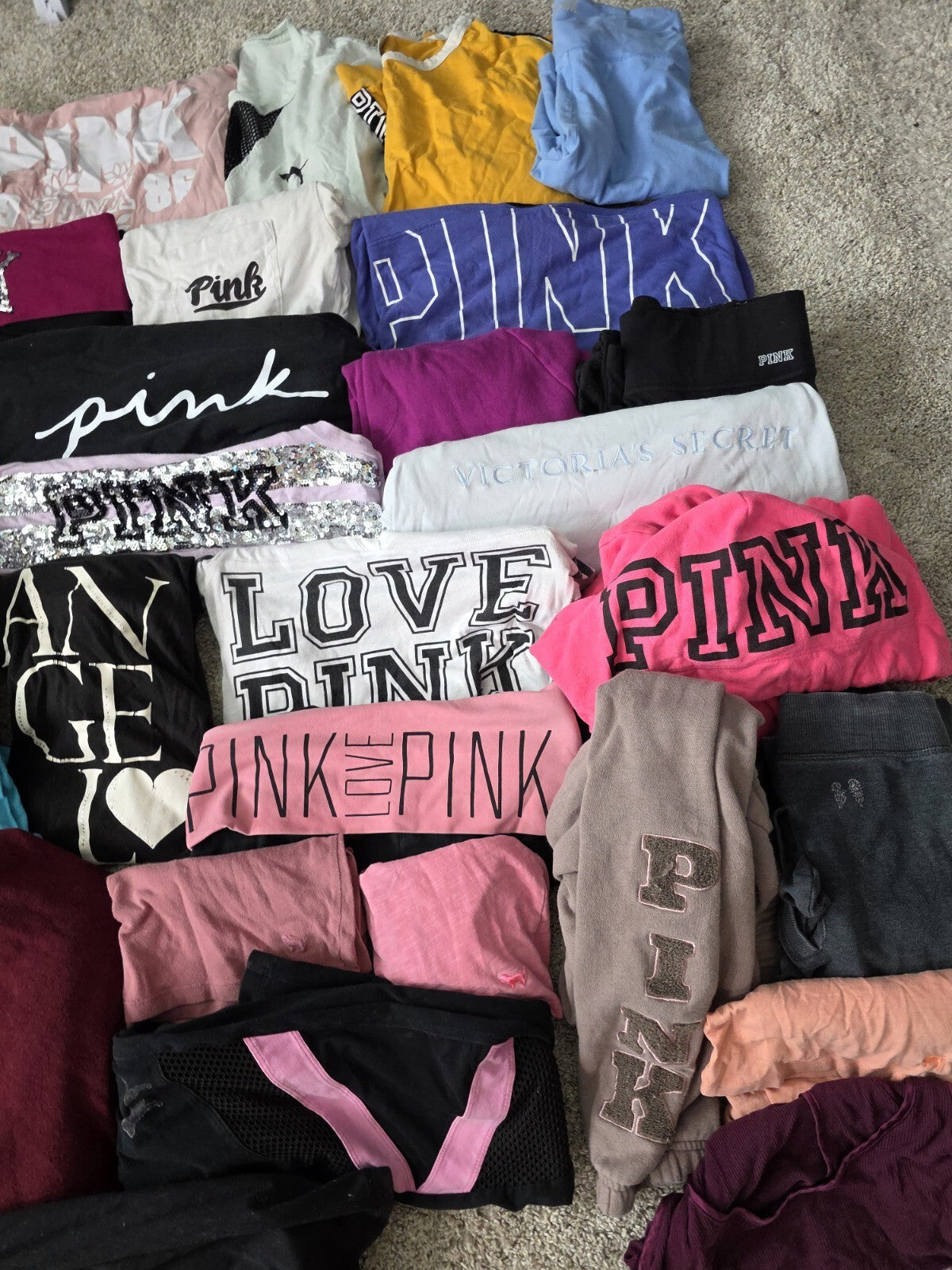 Lot of 42 pcs Victoria's Secret and PINK Shirts Hoodie Leggings (stains/wear)