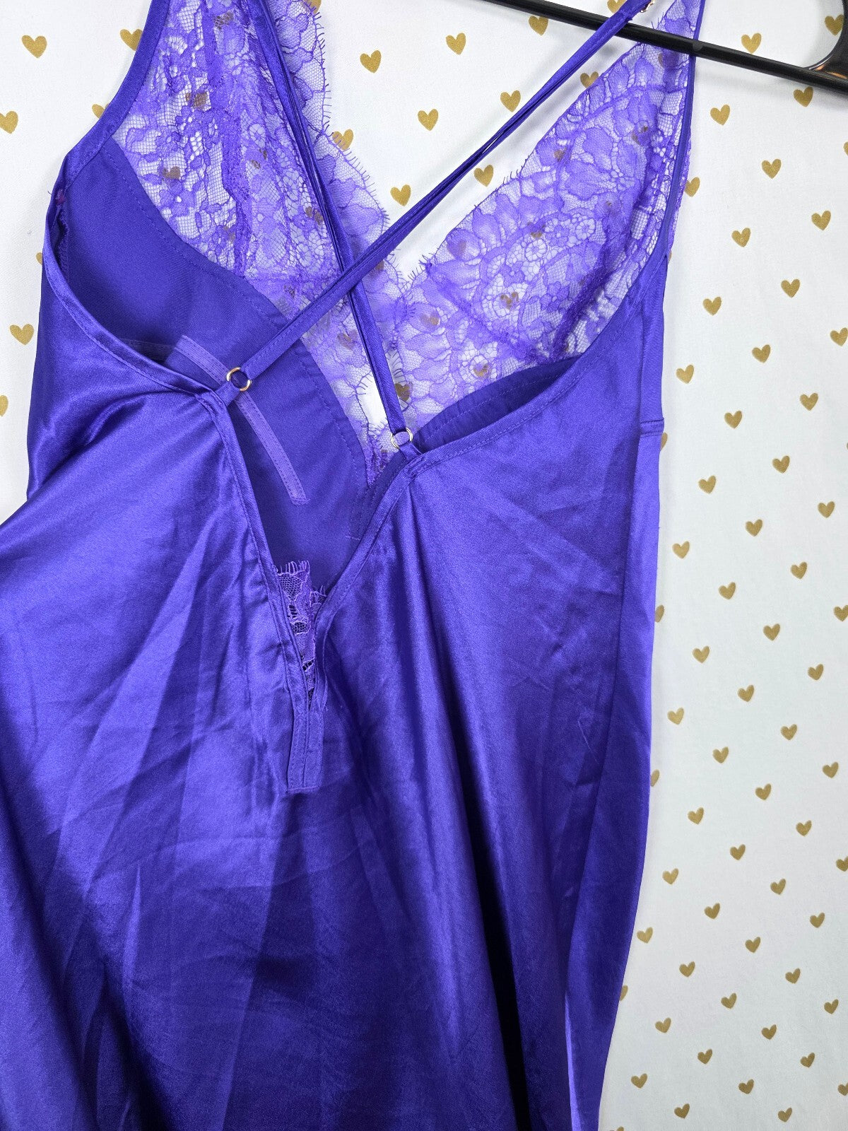 Victorias Secret Lace Accent Satin Silky Slip Dress Nightie SMALL