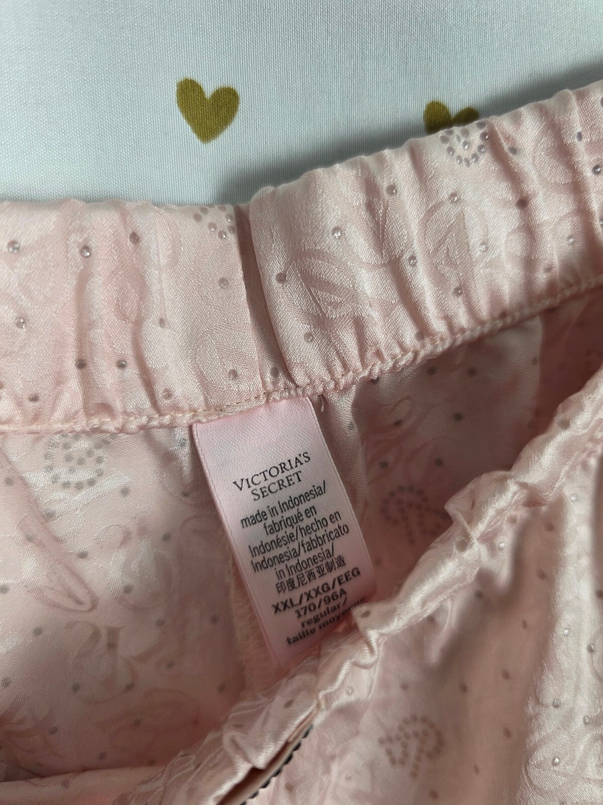 Victorias Secret BLING LOGO Satin 2XL XXL Pocket  Sleep Pants Pajama PJ Bottoms