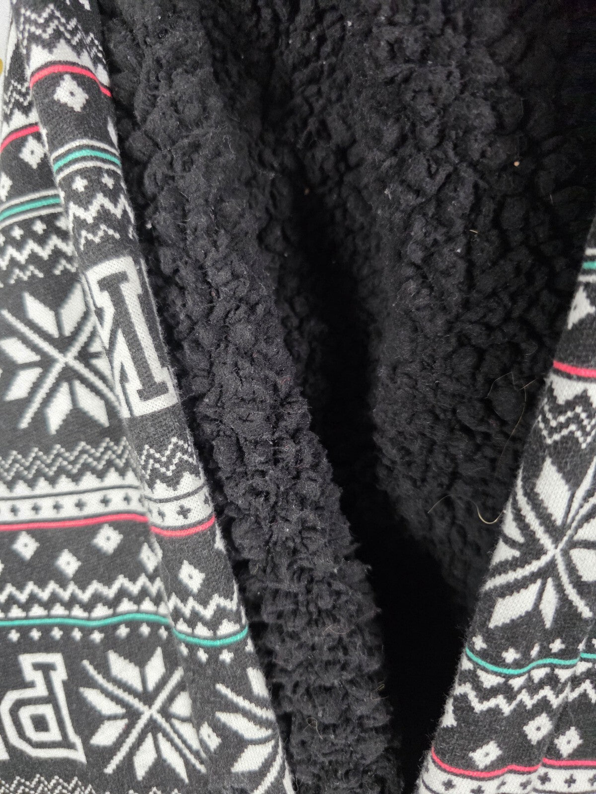 PINK Victoria's Secret XS Sherpa Lined Hooded One Piece Pajamas Fair Isle