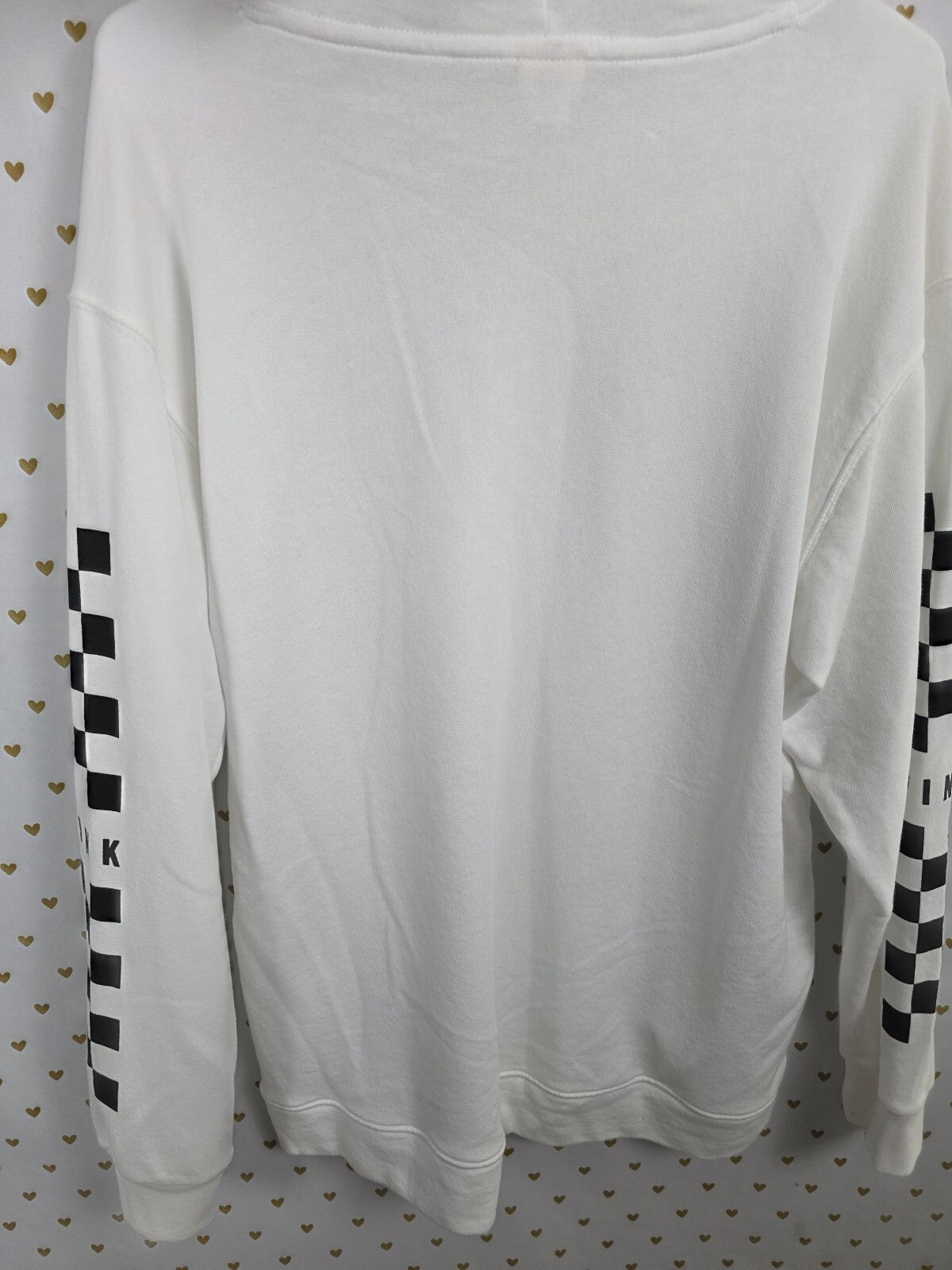 Victorias Secret Pink Checkered Campus Pullover Hoodie White Large