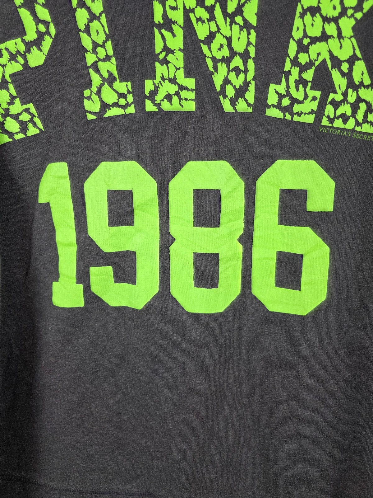 Victorias Secret Pink Neon Leopard Cheetah Logo Pullover Sweater Hoodie OVERSIZE