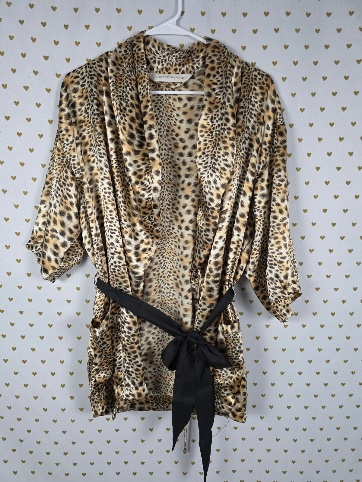 Victorias Secret Satin Silky Robe Animal Print Cheetah XS S Heart Label Vintage