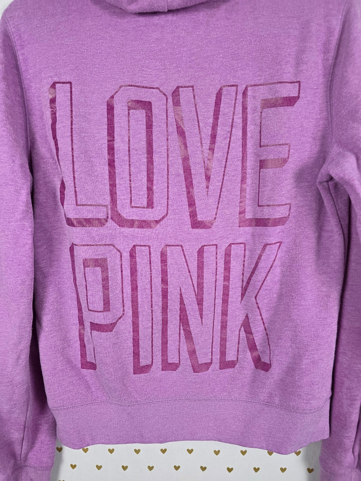 Victorias Secret Pink Purple Full Zip Hoodie jacket Dog Logo LARGE