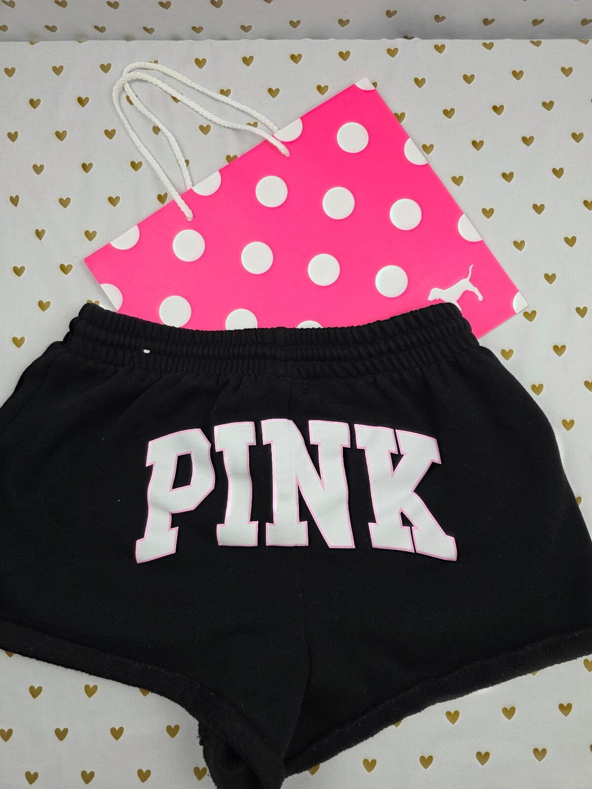 Victorias Secret PINK Black Pocket Logo Butt Sweats Sweat Shorts XS