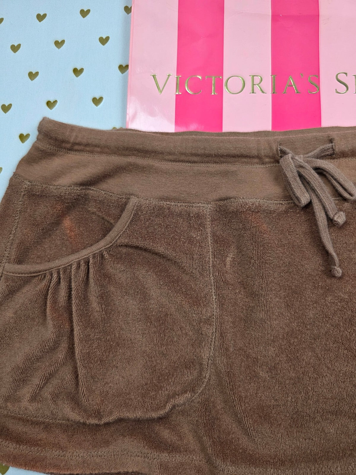 Victorias Secret Vintage Brown Velour Short Skirt Pockets Y2k Large