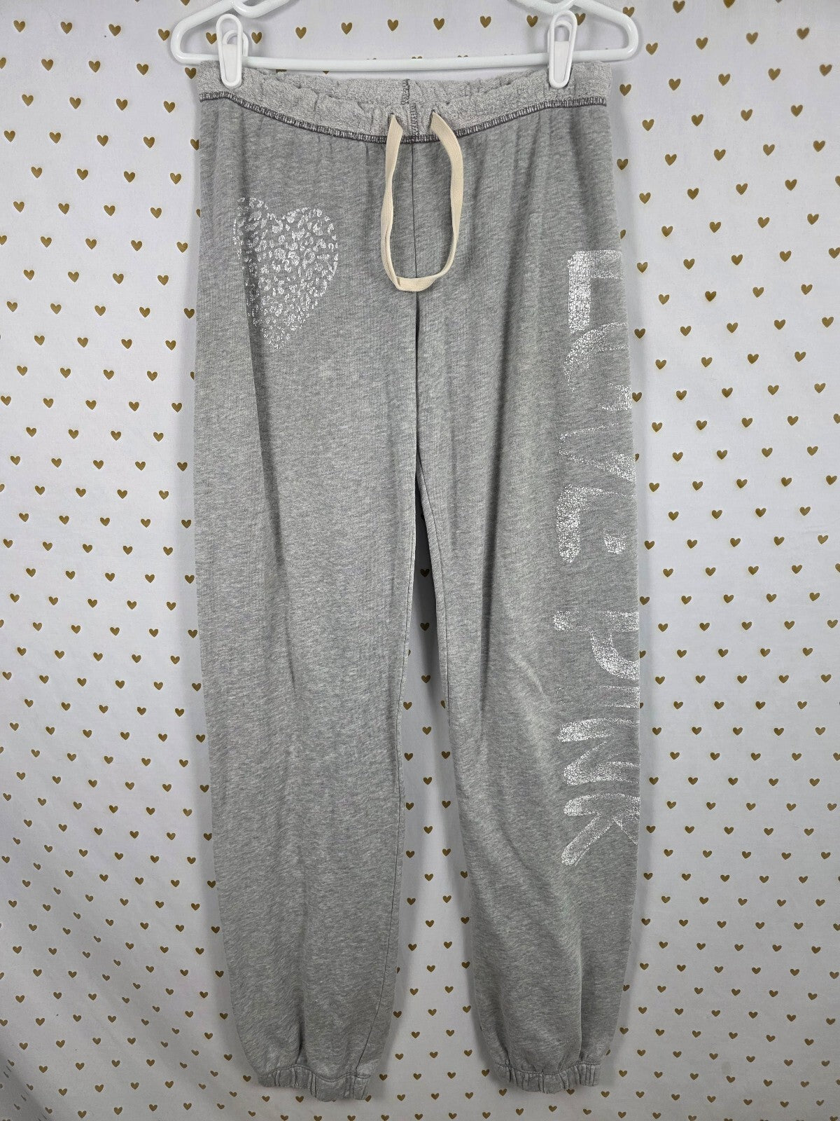 Victorias Secret PINK Vintage Cheetah Heart Logo Sweats Sweatpants XS