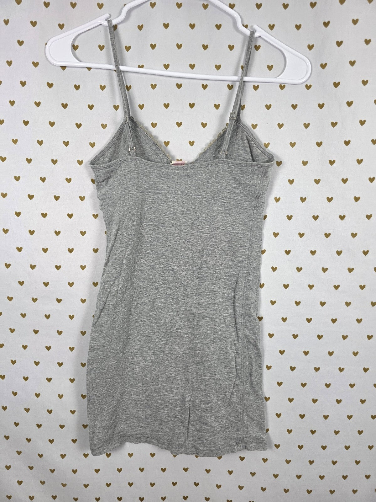 Victorias Secret PINK Vintage y2k Grey Tank Top HEART Love XS