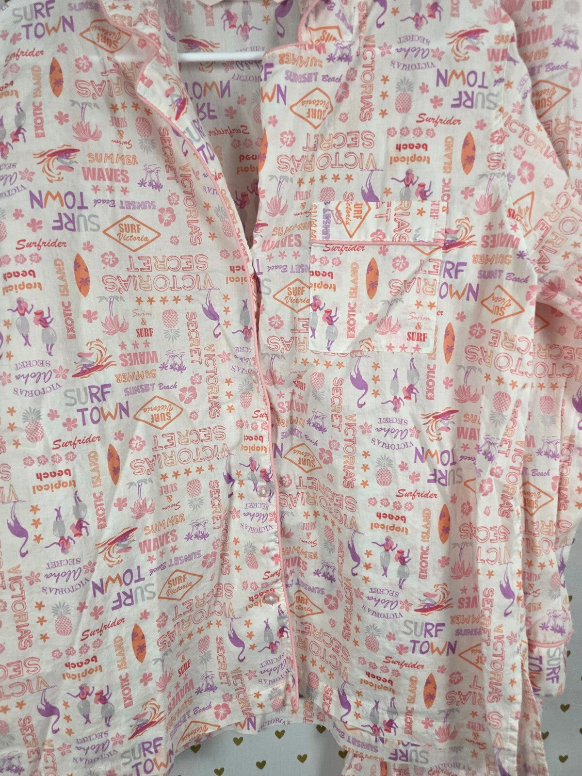 Victorias Secret Cute Medium Sleep Set 2pc Shirt Pants Medium