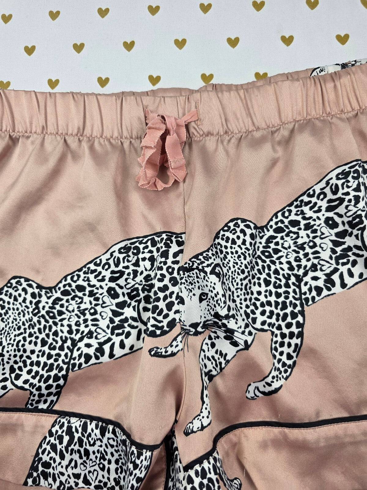 Victoria's Secret Satin Sleep Shorts Leopard Pink Animal Print Lounge Large