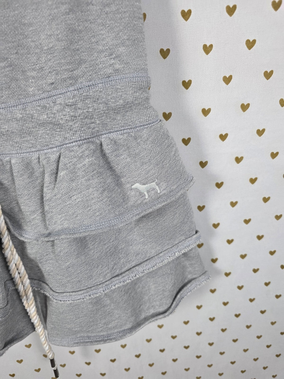 PINK Victoria’s Secret Gray Strapless Ruffle Terry Mini Dress Small Dog