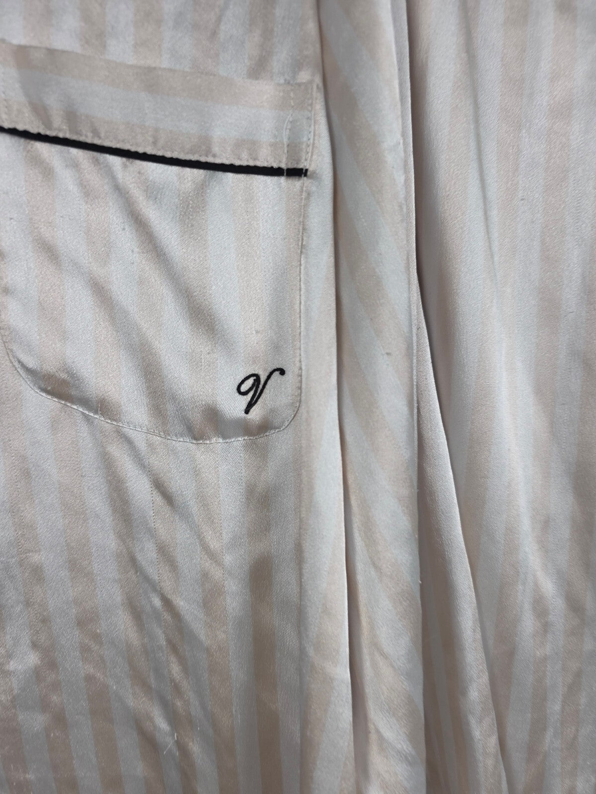 Victorias Secret Striped Iconic Sleep Set Satin Shirt Pants Pajama Set XL