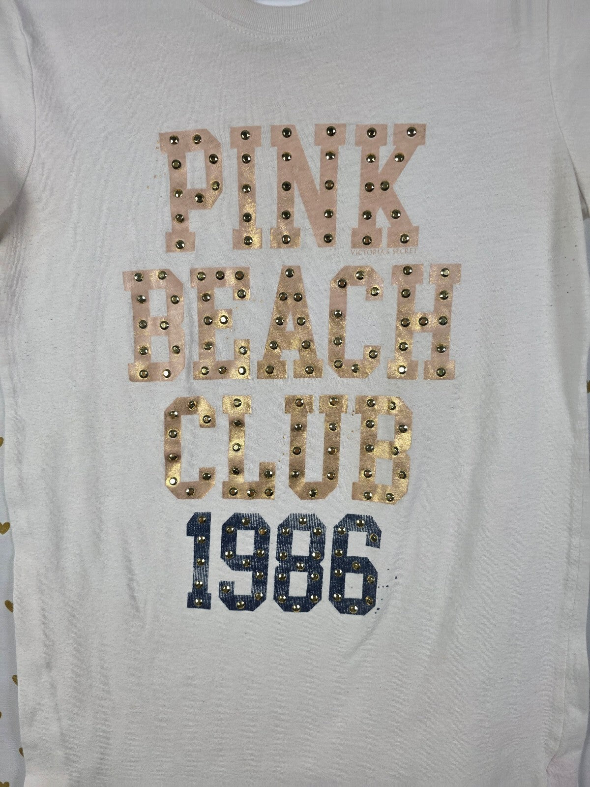 Victorias Secret PINK Vintage Bling Beach Club 86 Tee shirt Y2k Medium