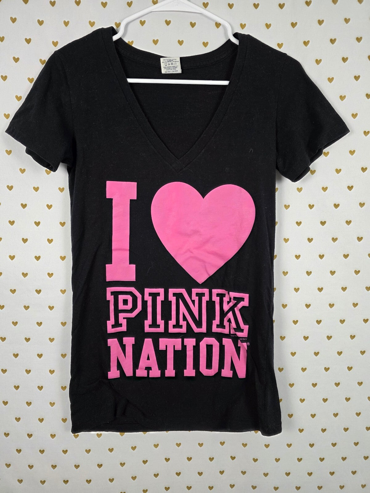 Victorias Secret PINK LOVE NATION Vintage Tee shirt black SMALL