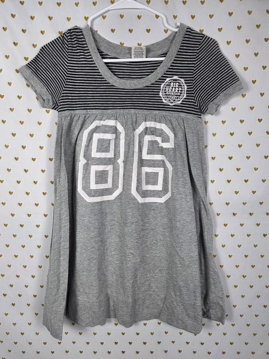 Vintage PINK Victoria's Secret Babydoll Dress Gray Stripe 86 Graphic Y2K Size S