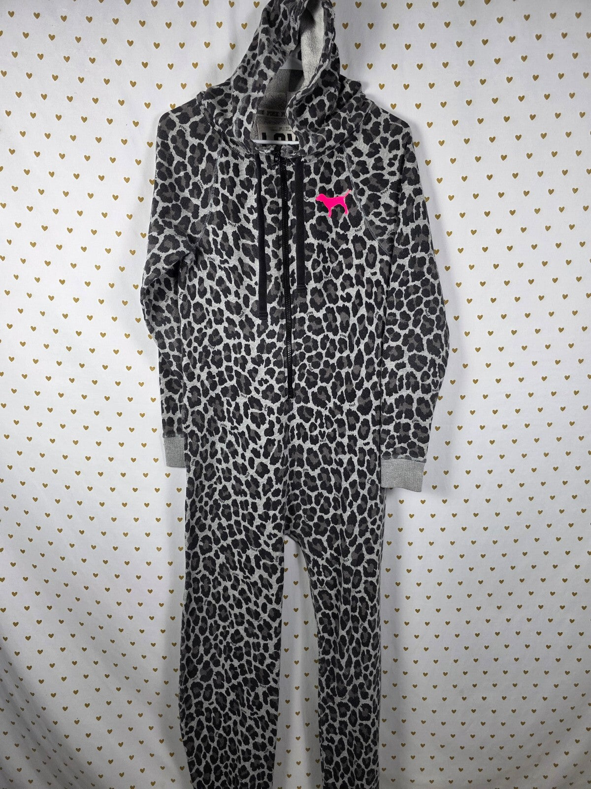 Victoria's Secret PINK 2012 Fashion Show Leopard Jumpsuit Rare XS Hooded HTF