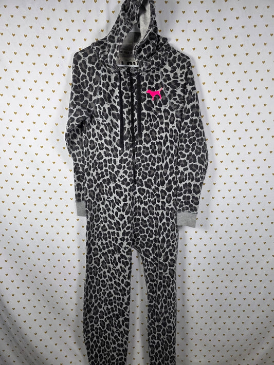 Victoria's Secret PINK 2012 Fashion Show Leopard Jumpsuit Rare XS Hooded HTF