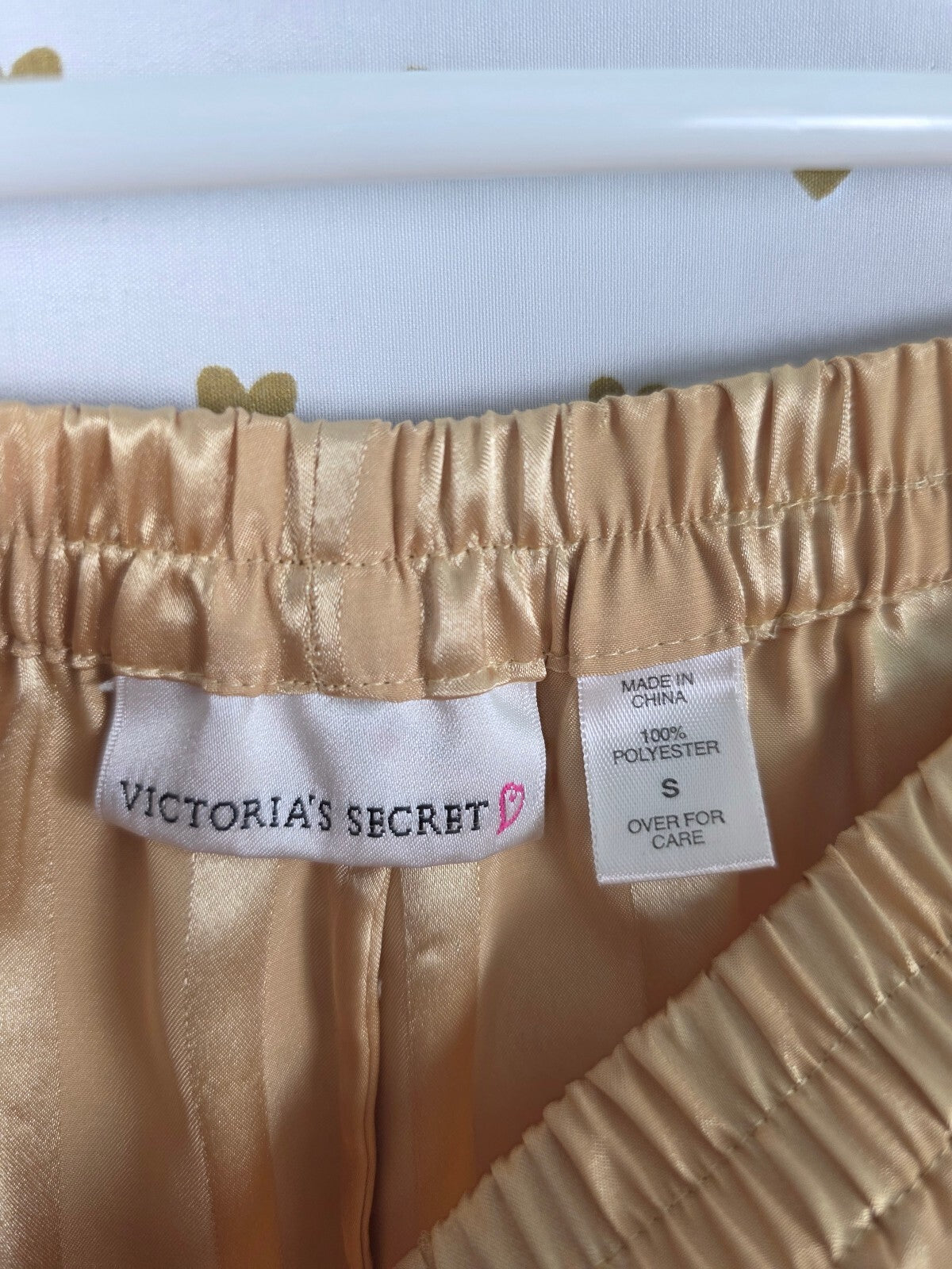 Vintage Victoria's Secret Satin Pajama Pants S Gold Striped Y2K Lounge