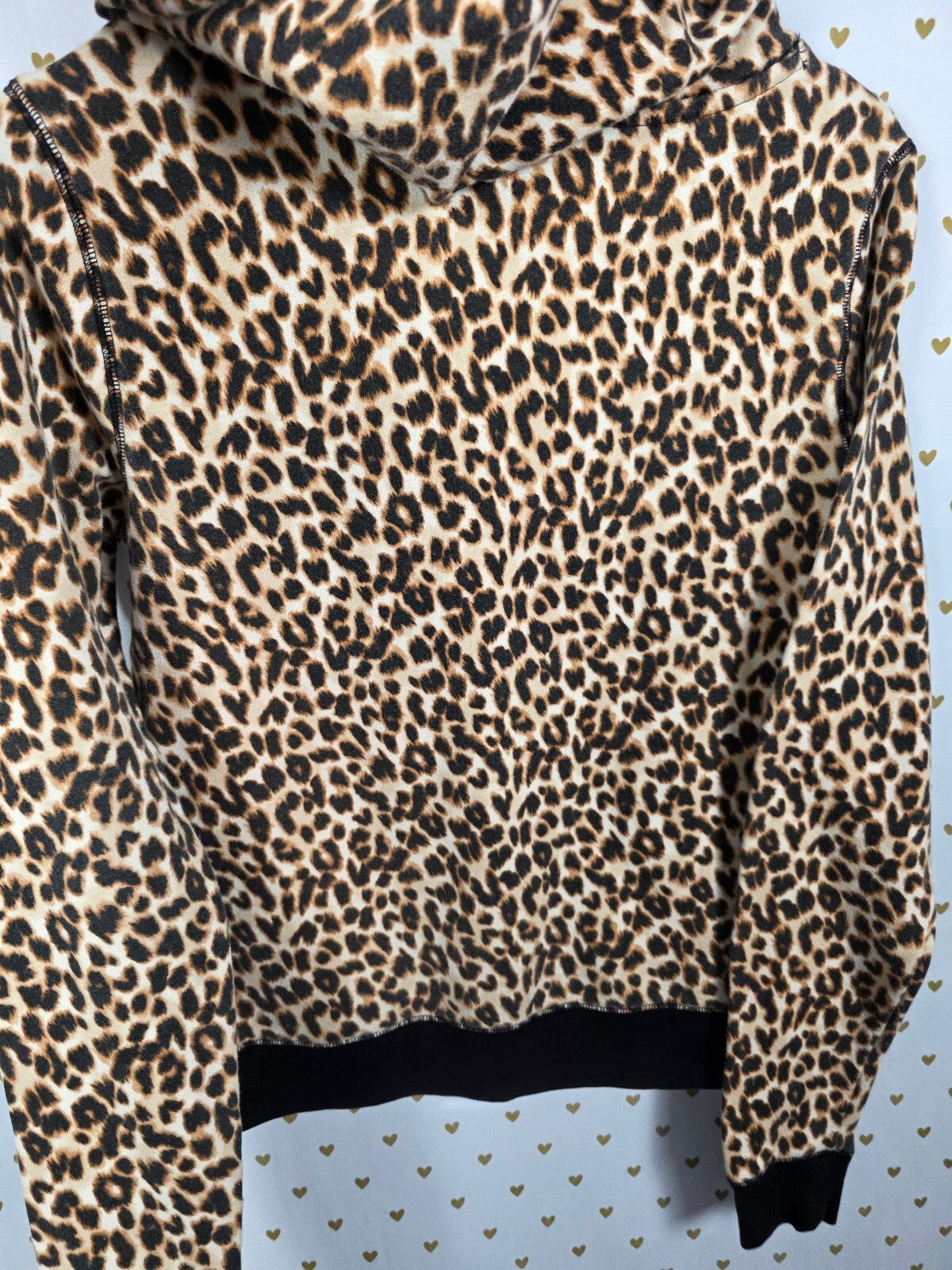 PINK Victoria's Secret Leopard Print Hoodie Pullover Cowl Neck Pocket Size XS