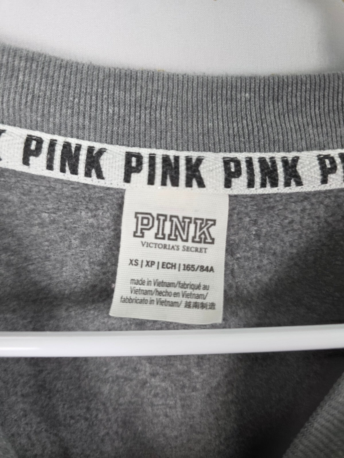 Victorias Secret Pink Rainbow Bling Sleeve crest Crew Sweater  XS