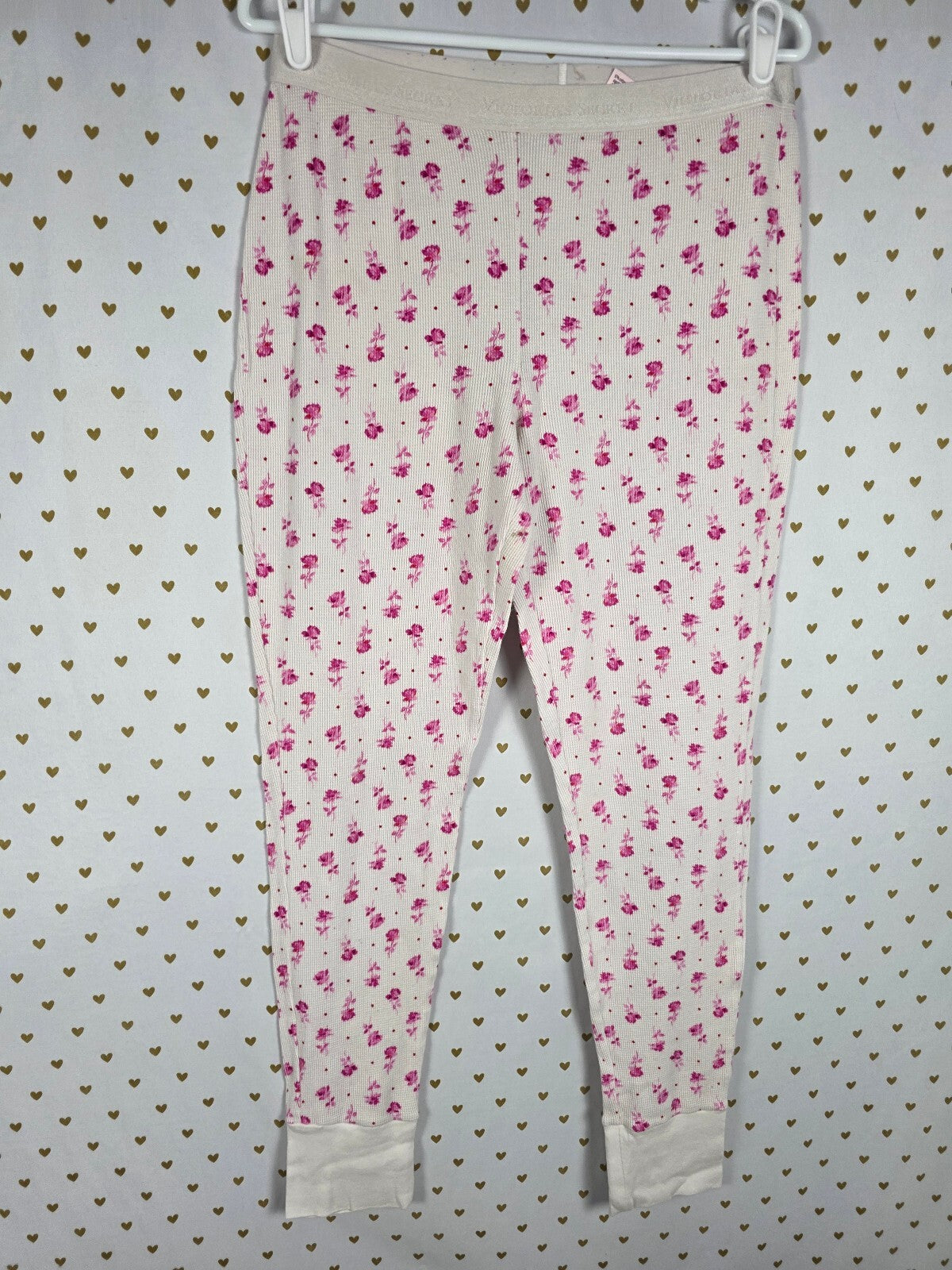 Victorias Secret Thermal Waffle Floral Sleep Set Medium Shirt Henley Pants PJ