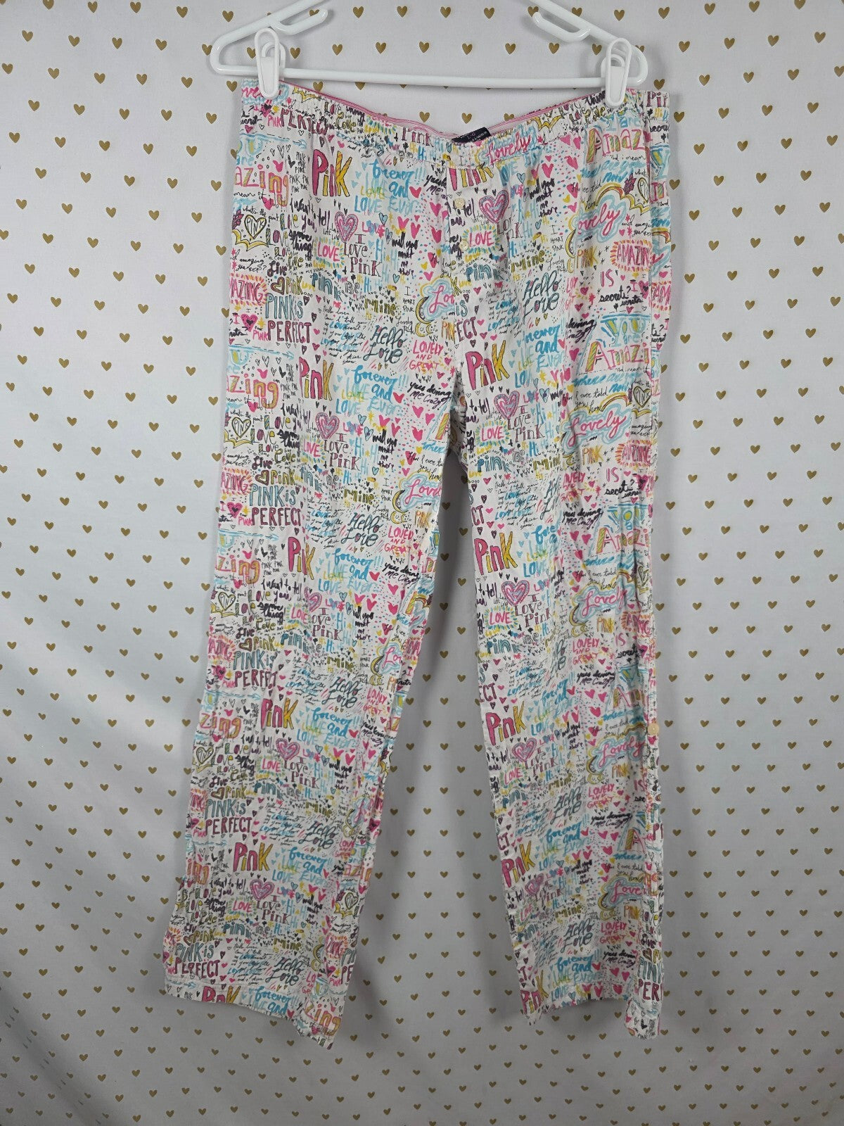 Victoria's Secret PINK Vintage Doodle Graffiti Pajama Pants L Cotton Y2K
