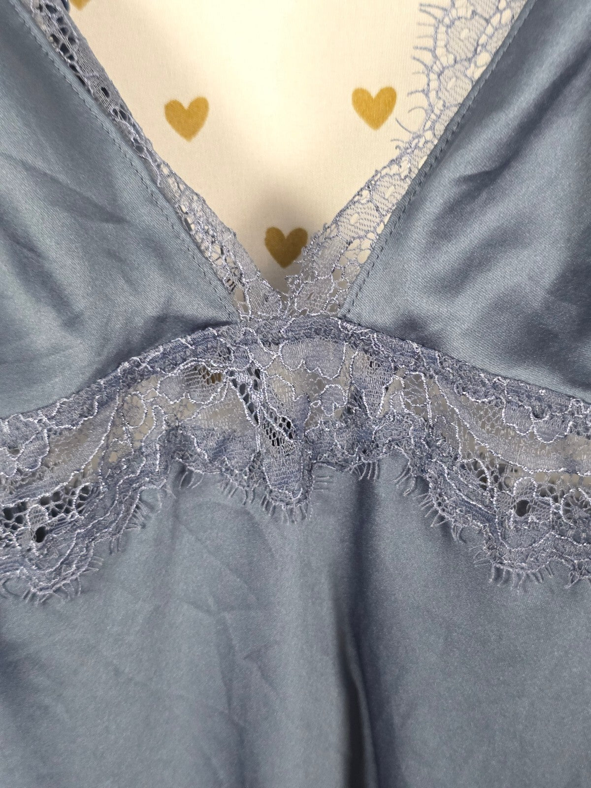 Victorias Secret Blue Cross Strap Nightie Lingerie Slip Dress Satin LARGE
