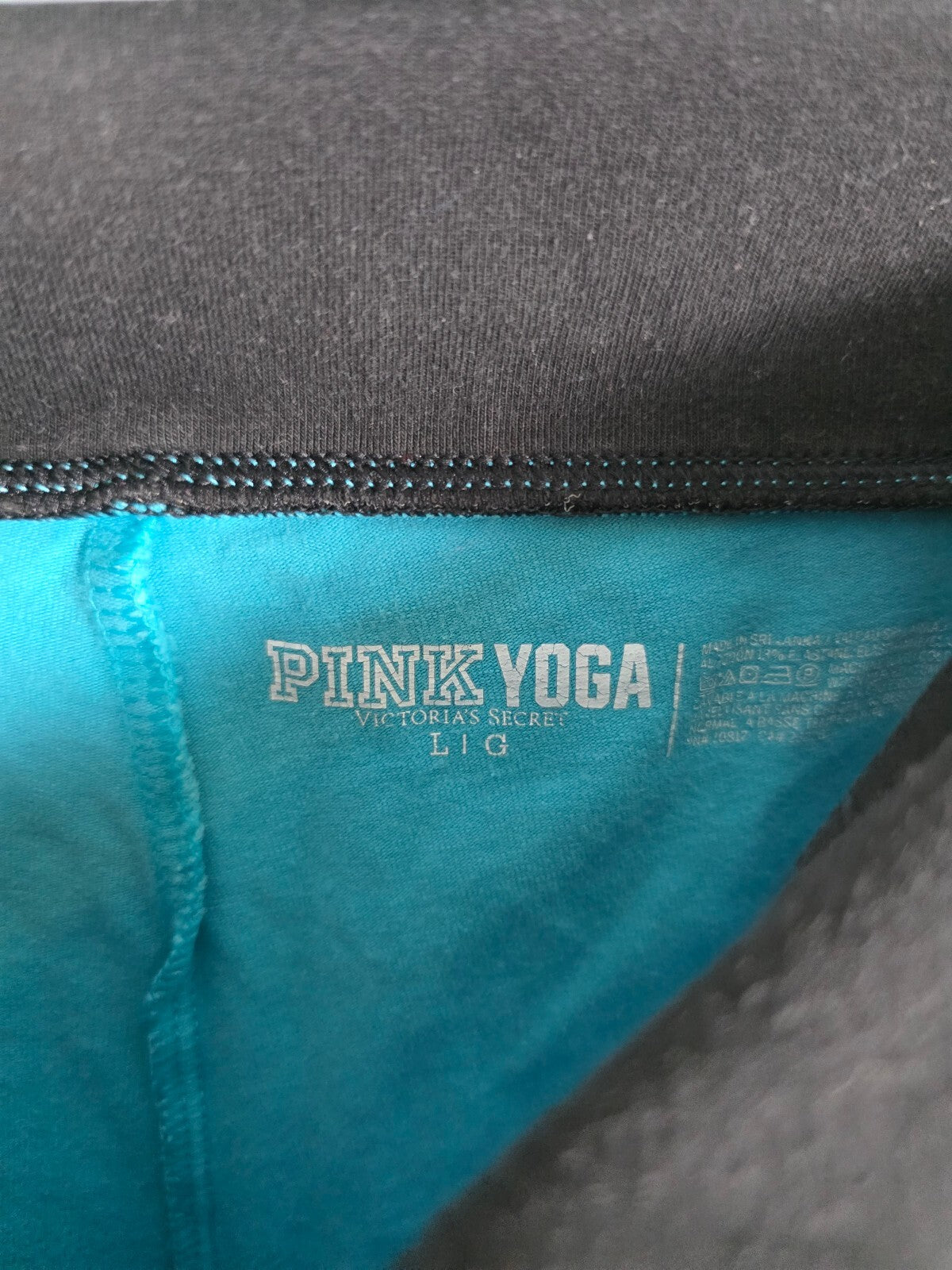 Victoria's Secret PINK Yoga Capri Leggings Large Turquoise Blue Foldover Waist