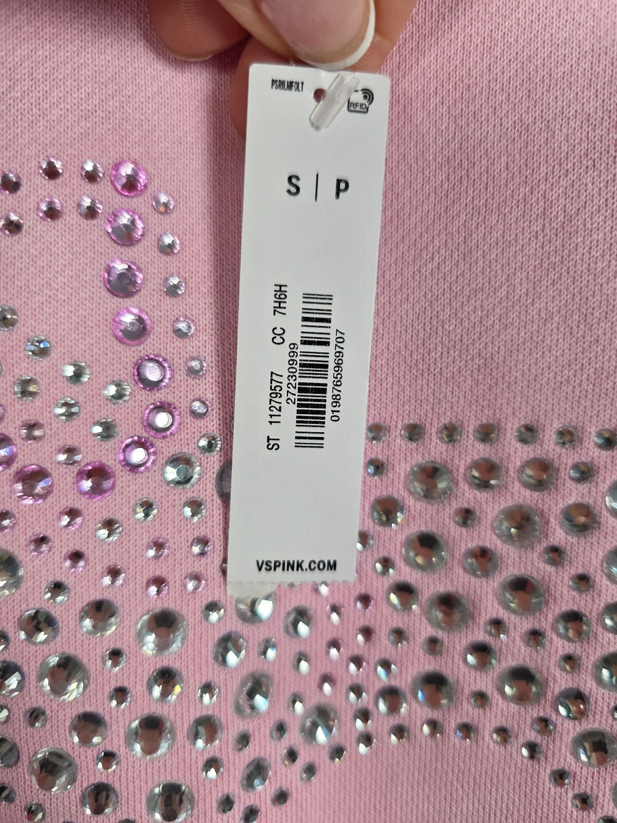 PINK x LoveShackFancy Rhinestone Dog Sweatshirt Dress Pink NWT S BLING