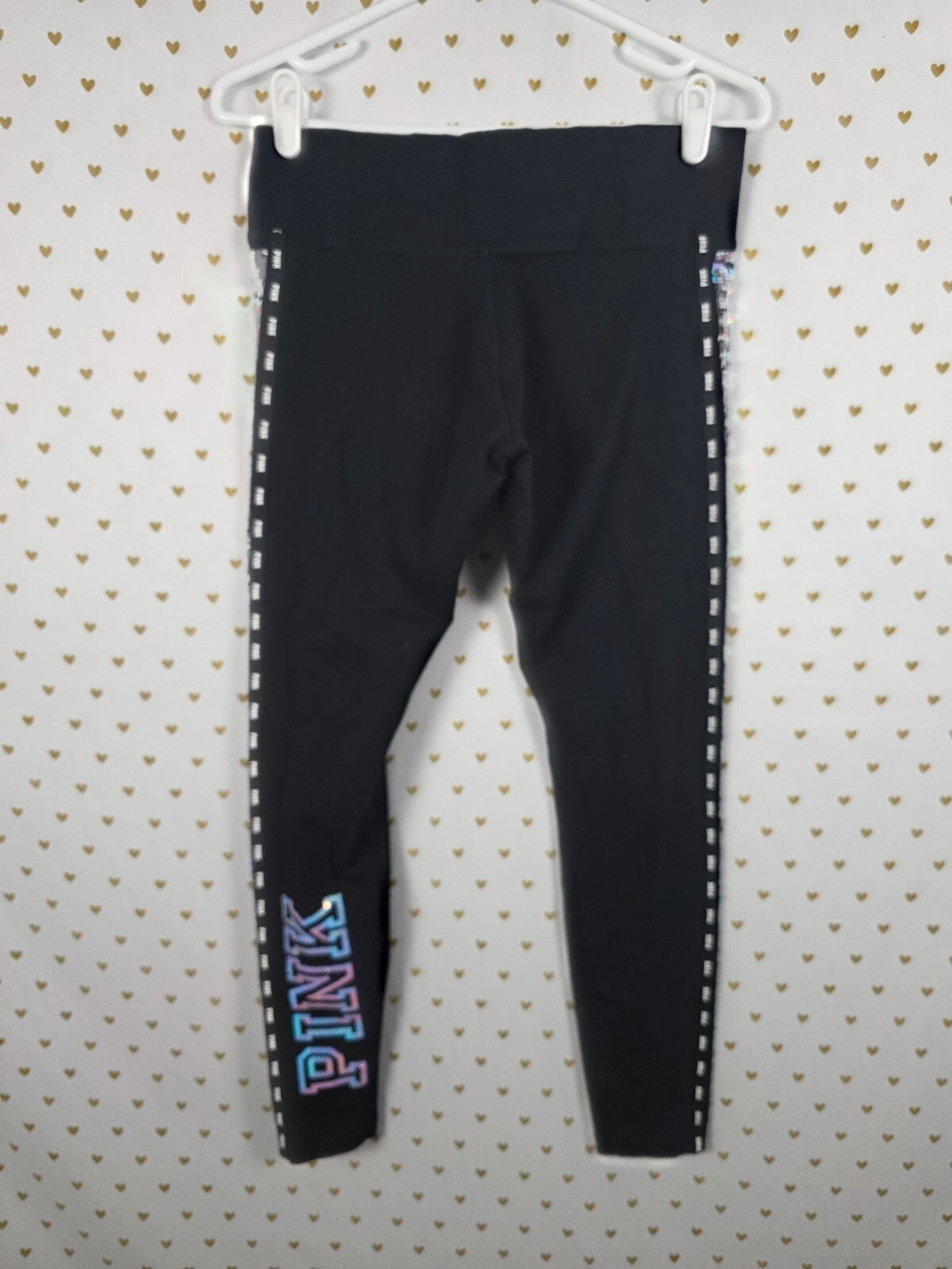 Victorias Secret PINK Mermaid Flip Bling Logo Shirt Yoga Pants HTF SET MEDIUM