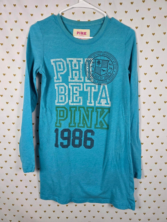 Victorias Secret PINK Vintage PHI BETA Sleep Shirt nightgown Long sleeve MEDIUM